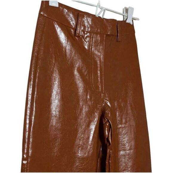 Cotton On Womens Vegan Leather High Rise Medium Brown Party Pants NWT US 20 - Picture 5 of 7